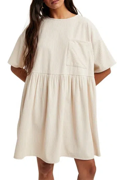 Wishlist Corduroy Shift Minidress In Neutral