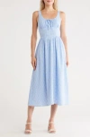 Wishlist Corset Milkmaid Midi Dress In Burgundy