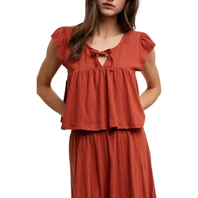 Wishlist Cotton Blend Top And Skirt Set In Brown