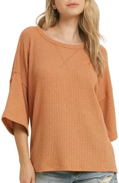 Wishlist Cotton Blend Waffle Knit Top In Orange