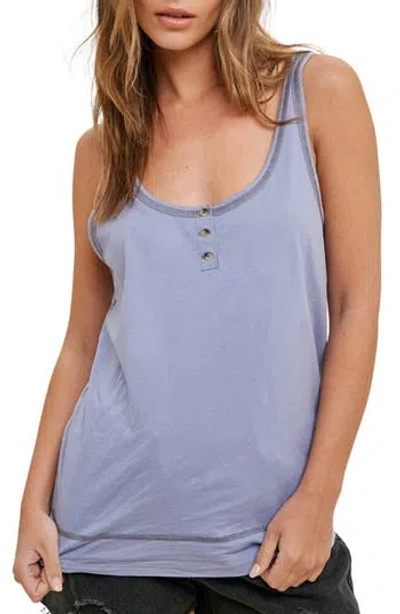 Wishlist Cotton Henley Tank In Blue