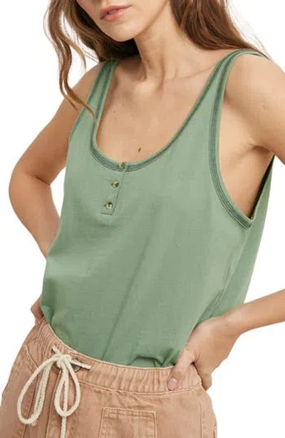 Wishlist Cotton Henley Tank In Green