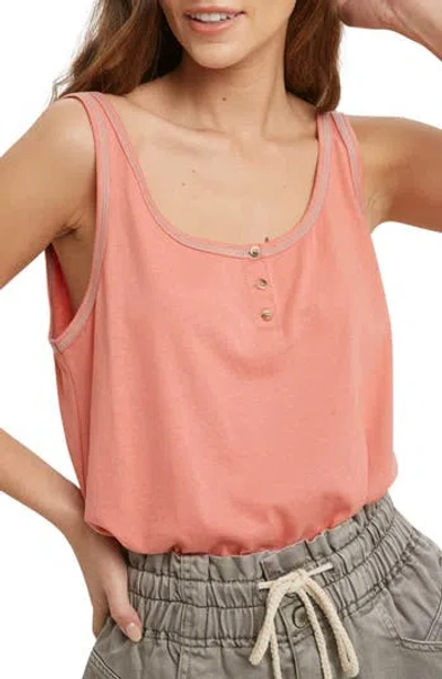 Wishlist Cotton Henley Tank In Orange