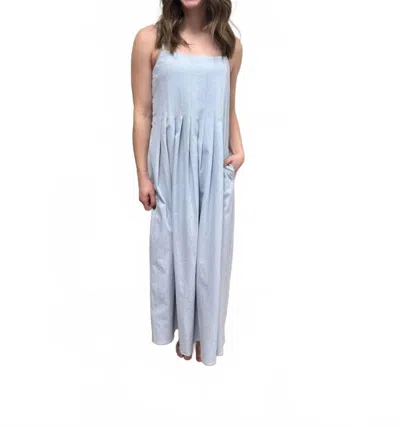 Wishlist Cotton Pleated Bust Midi Dress In Blue