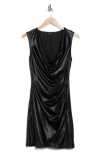 Wishlist Cowl Neck Sleeveless Metallic Dress In Black