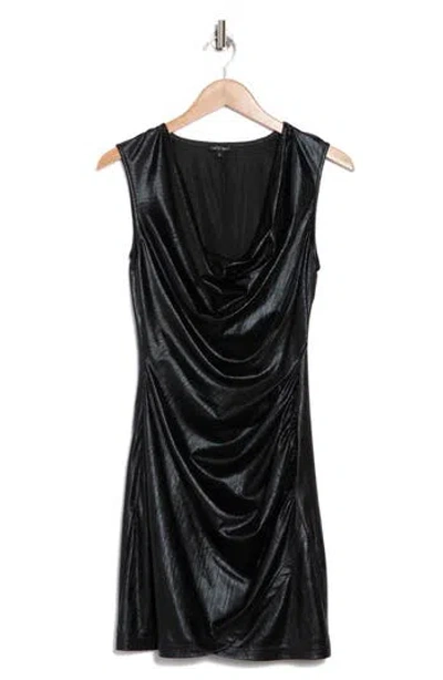 Wishlist Cowl Neck Sleeveless Metallic Dress In Black