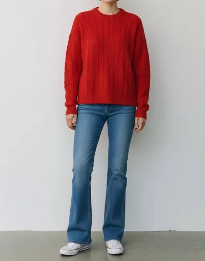 Wishlist Crewneck Cable Sweater In Red