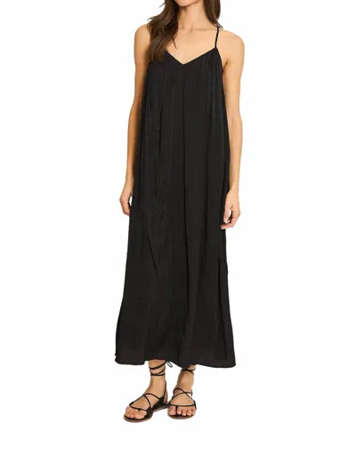 Wishlist Crinkle Midi Dress In Sea Urchin Black In Multi