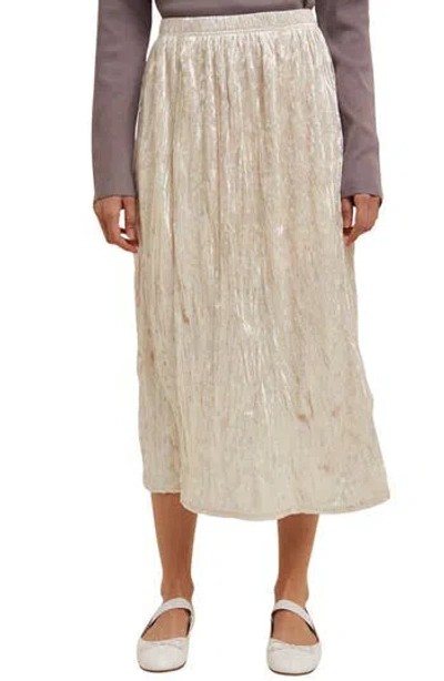 Wishlist Crinkle Velvet Midi Skirt In White