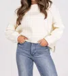 Wishlist Cuddly Classic Cropped Sweater In Cream In White