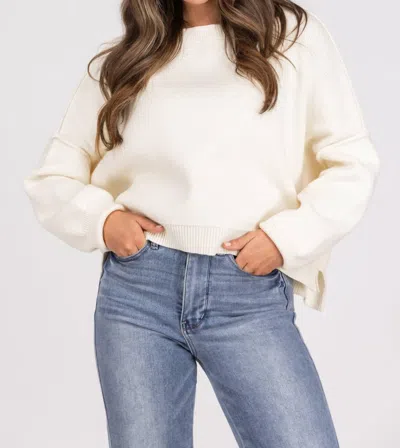 Wishlist Cuddly Classic Cropped Sweater In Cream In White