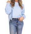 Wishlist Cuddly Classic Cropped Sweater In Sky In Blue