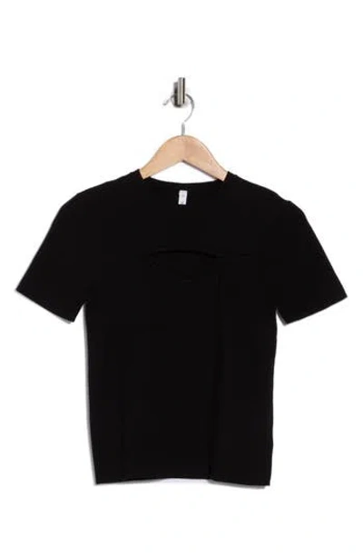 Wishlist Cutout Short Sleeve Knit Top In Black