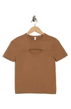 Wishlist Cutout Short Sleeve Knit Top In Brown