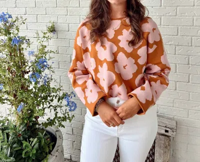 Wishlist Darling Sweater In Camel/blush In Multi