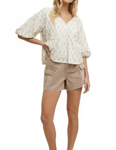 Wishlist Denim Cargo Shorts In Khaki In White