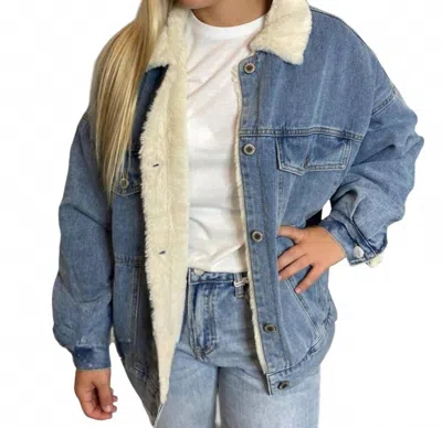 Wishlist Denim Jacket With Sherpa Lining In Blue