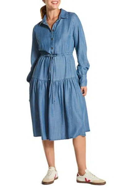 Wishlist Denim Long Sleeve Shirtdress In Chambray