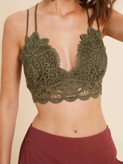 Wishlist Doily Crochet Lace Bralette In Olive In Green