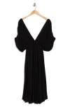 Wishlist Dolman Sleeve Tie Waist Midi Dress In Black