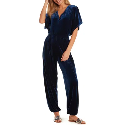 Wishlist Dolman Sleeve Velour Jumpsuit In Navy
