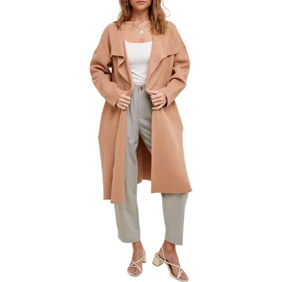 Wishlist Draped Sweater Coat In Brown