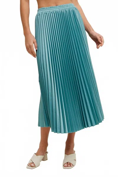 Wishlist Laguna Satin Pleated Midi Skirt In Coastal In Blue