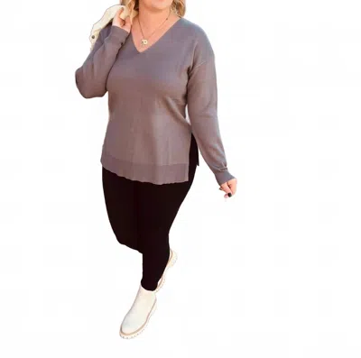 Wishlist Drop Long Sleeve Shoulder Top In Charcoal In Pink