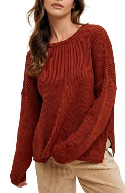 Wishlist Drop Shoulder Sweater In Brown