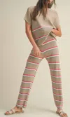 Wishlist Dylan Striped Sweater Set In Taupe In Grey