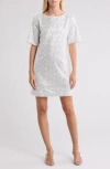 Wishlist Elbow Length Sleeve Sequin A-line Cocktail Dress In White