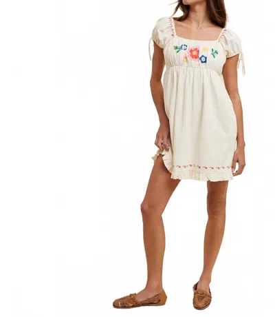Wishlist Embroidery Mini Dress In Ecru In White