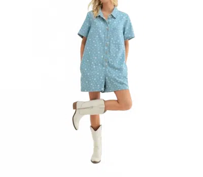 Wishlist Evelynn Denim Star Romper In Blue In Multi