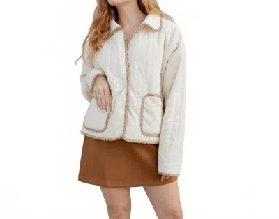 Wishlist Falling Leaves Jacket In Beige Multi In White