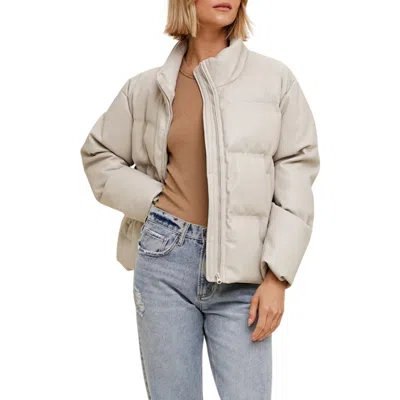 Wishlist Faux Leather Puffer Jacket In Neutral