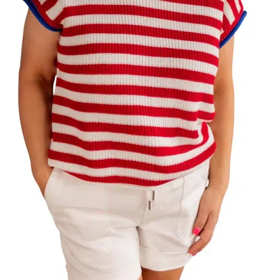 Wishlist Finish It Up Knit Top In Navy In Red