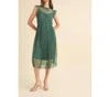 Wishlist Finnley-floral Lace Pleated Midi Dress In Forest In Green