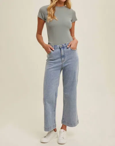 Wishlist Flare Crop Denim Pants In Light Denim In Blue