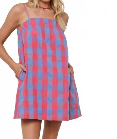 Wishlist Flirty Check Mini Dress In Blue In Multi