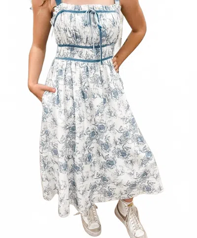 Wishlist Floral Corset Midi Dress In Blue In White