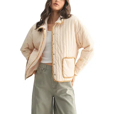 Wishlist Floral Faux Shearling Jacket In Neutral