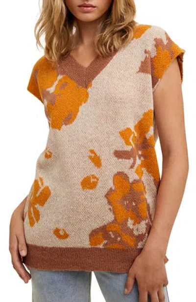 Wishlist Floral Jacquard Sweater Vest In Yellow