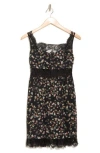 Wishlist Floral Lace Trim Mini Dress In Black