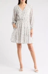 Wishlist Floral Long Sleeve Tiered Minidress In Cream Combo