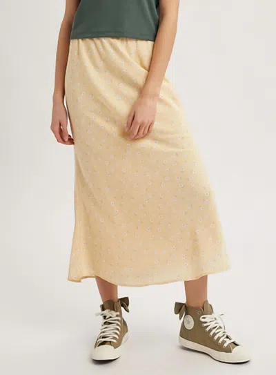 Wishlist Floral Midi Skirt In Daisy/white In Yellow