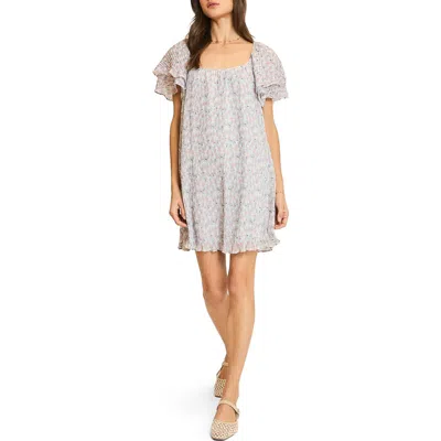 Wishlist Floral Pleated Minidress In Blue