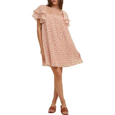 Wishlist Floral Pleated Minidress In Apricotdnu