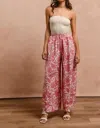 Wishlist Floral Print Drawstring Wide Pants In Pink In Pink