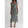 Wishlist Floral Print V-neck Maxi Dress In Black/green