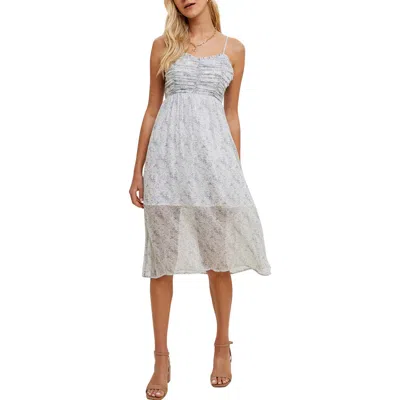 Wishlist Floral Ruched Empire Waist Chiffon Sundress In Blue